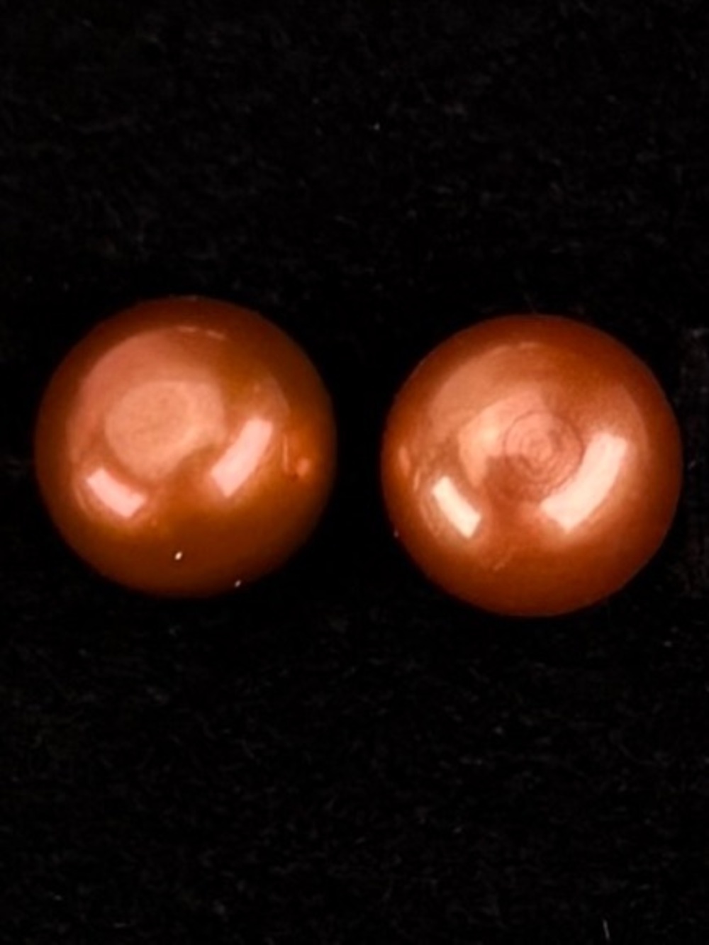 Copper Bronze Freshwater Pearl Pierced Stud Earrings